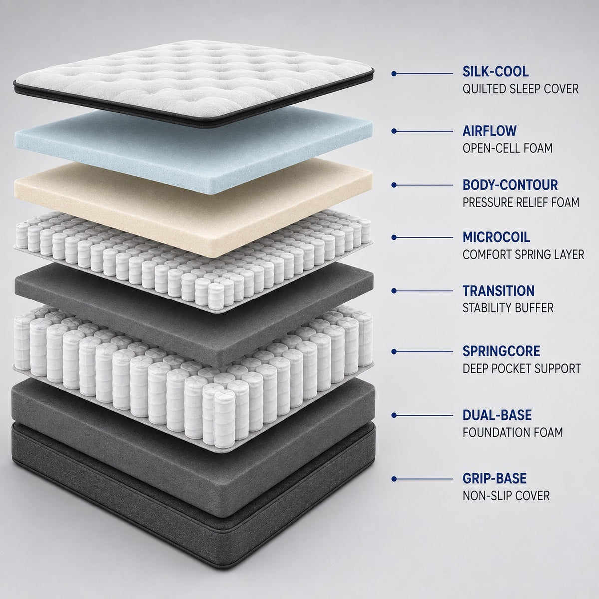 The Hybrid Pro - Hybrid Mattress - Medium Firm mattress layers
