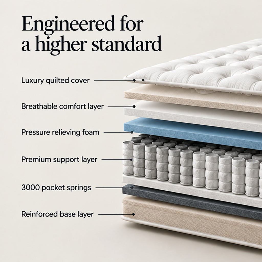 3000 Pocket Spring Pillowtop Mattress - Medium Firm